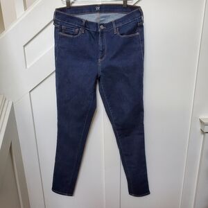 Women's Long Blue Jeans Dark Wash Stretch Slim